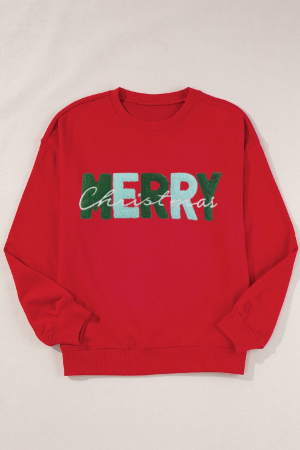 MERRY CHRISTMAS Contrast Long Sleeve Sweatshirt